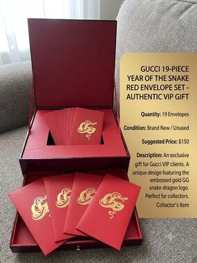 Authentic Gucci VIP Year of the Snake Red Envelopes Set of 19 Lunar New Year
